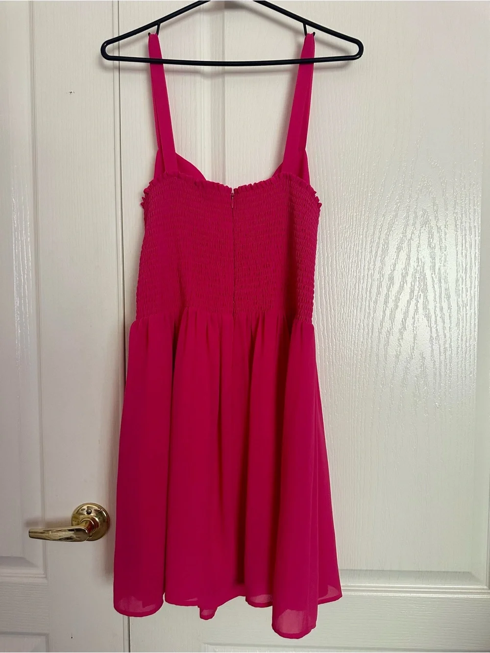 Naked Zebra Pink Chiffon Smocked Fit & Flare Dress Size L